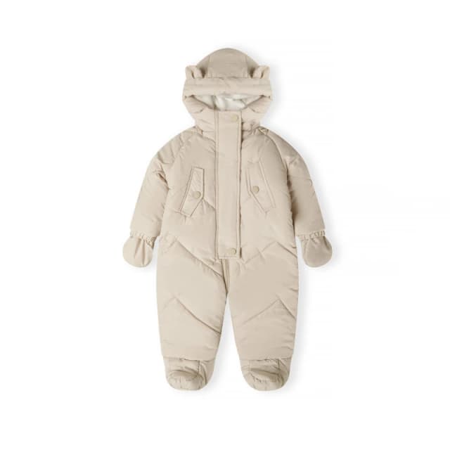 Minoti Boys snowsuit with ears fleece lining and mittens grey Stone male 0-3 Mnth
