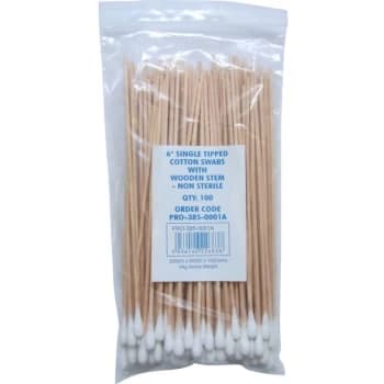 6' Single Head Cotton Swabs Wooden Non Sterile (100) - Workshop