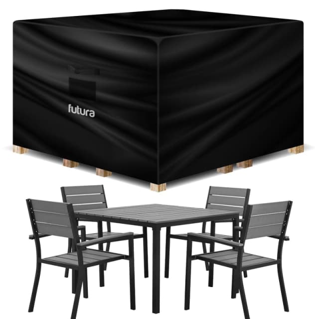Futura Premium 600D Square 250 x 250 x 90cm Waterproof Garden Furniture Cover, Outdoor Patio Weatherproof Rattan Sofa Guard Cover Black Unisex 250 x 2