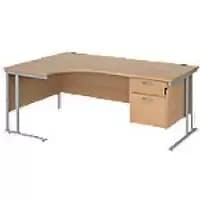 Dams International Left Hand Ergonomic Desk MC18ELP2SB 1,800 x 1,200 x 725 x 800 - 990 mm