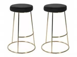 LPD Opera Black Velvet Upholstered Fabric Bar Stools Set of 2
