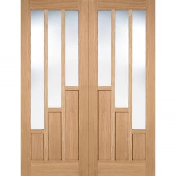 Coventry Internal Glazed Unfinished Oak 3 Lite Pair Doors - 1168 x 1981mm