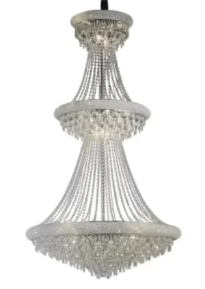 Alexandra Ceiling Pendant Chandelier 3 Tier 29 Light Polished Chrome, Crystal