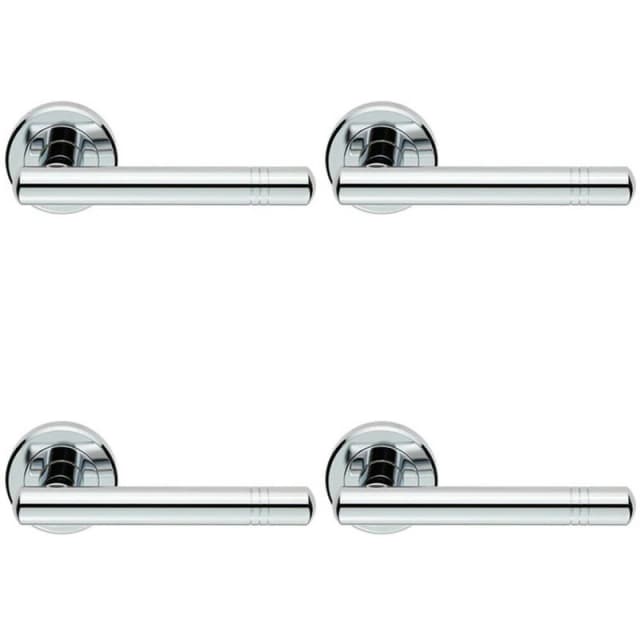 Loops 4x PAIR Round T Bar Handle with Ringed Design Concealed Fix Polished Chrome Multi