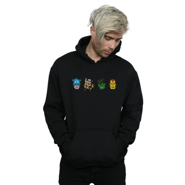 Marvel Marvel Men Avengers Comic Heads Hoodie in Black Size: Small Black S Male 5059308550385