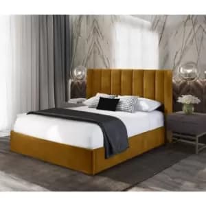 Marilynn Upholstered Beds - Plush Velvet, Small Double Size Frame, Mustard - Mustard