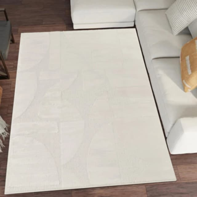 Hamilton Modern Sheen Area Rug - Abstract Motif Geometric Lines Design Cream 80Cm X 150Cm