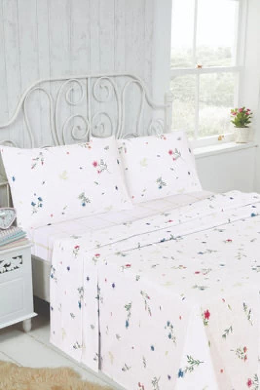 Rapport Home Meadow Brushed Cotton Floral Sheet Set (Flat, Fitted And Pillowcase)