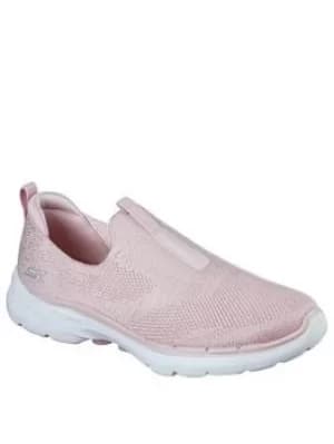 Skechers Go Walk 6 Slip On Plimsolls, Pink, Size 4, Women