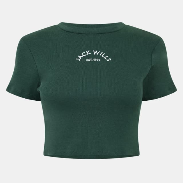 Jack Wills Cropped Baby T-Shirt - Green Green 6