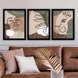 3SC25 Multicolor Decorative Framed Painting (3 Pieces)