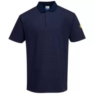 Portwest AS21NARM - sz M Anti-Static ESD Polo Shirt Workwear - Navy - Navy