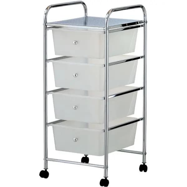 VonHaus VonHaus Plastic 4 Drawer Trolley - White One Size