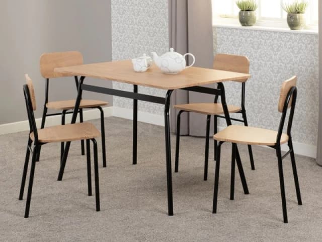 Seconique Warren Black and Russet Oak Dining Table and 4 Chairs