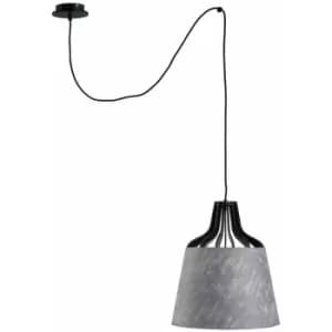 Keter Ivo Dome Pendant Ceiling Light Grey, 38cm, 1x E27, 200cm Wire