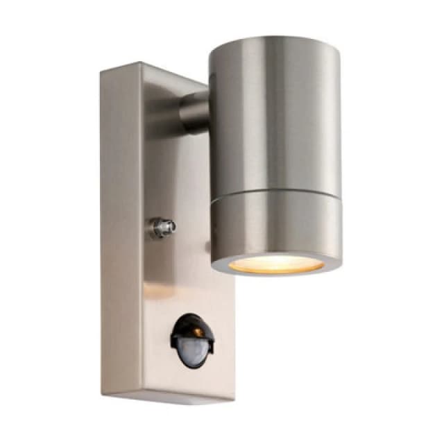 Netlighting Palin PIR Outdoor Down Wall Lamp Brushed Stainless Steel IP65 Grey