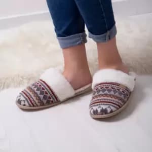 totes Fairisle Ladies Mule Slippers MultiColoured