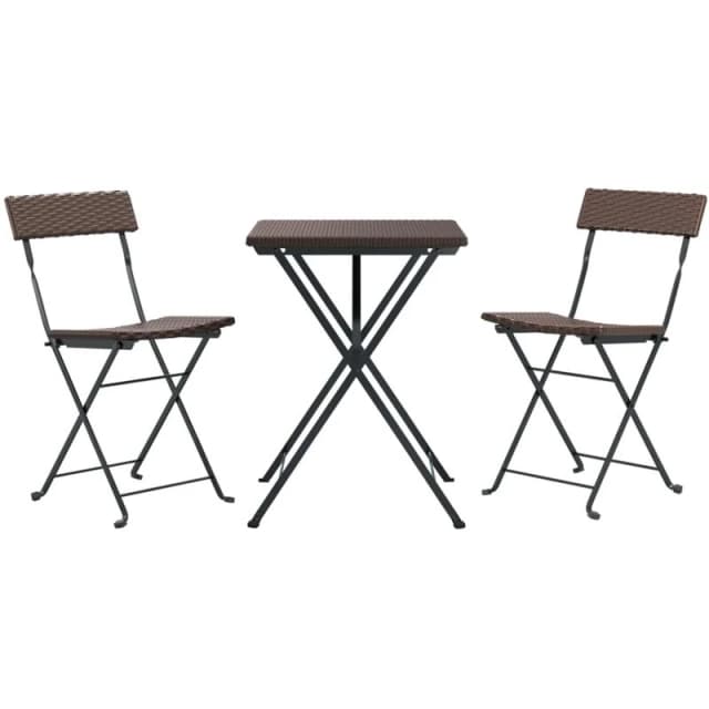 VIDAXL 3 Piece Folding Bistro Set Brown Poly Rattan vidaXL 8720845690014
