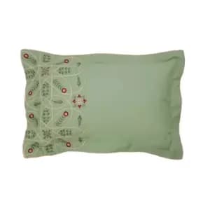 William Morris Brophy Embroidery Oxford Pillowcase, Green