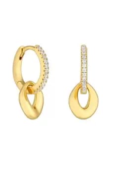 14K Gold Plated Recycled Open Loop Huggie Earrings - Gift Pouch