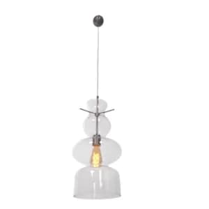 Anne Dome Pendant Ceiling Lights Steel Brushed, Glass Transparent Grey