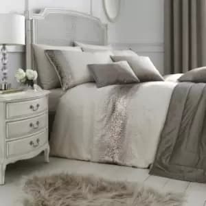 By Caprice Home Monroe Sequin Trim Sateen Duvet Cover Set, Oyster, Double