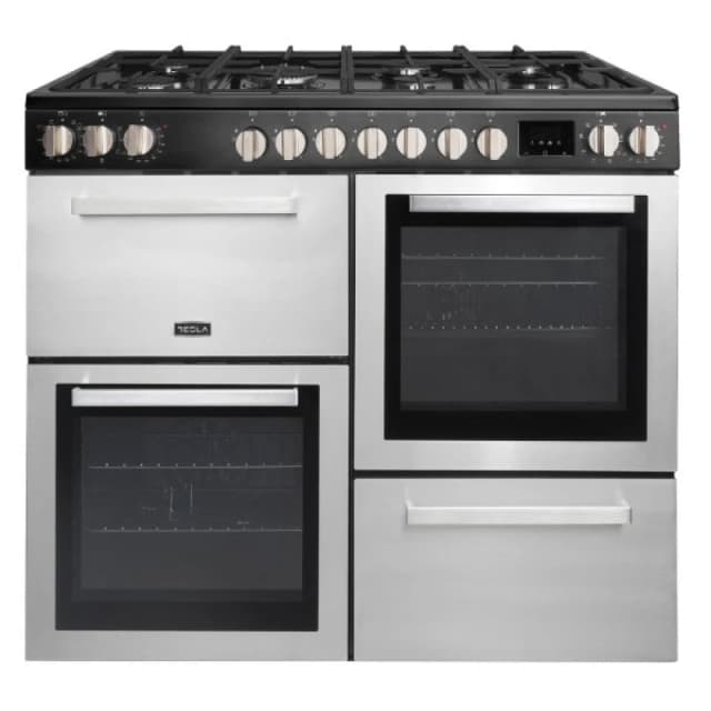 Tesla T100MCDFRCSS 100cm Dual Fuel Range Cooker - STAINLESS STEEL T100MCDFRCSS