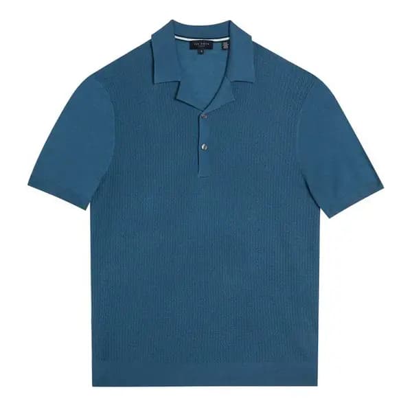 Ted Baker Adio Textured Polo Shirt - Blue S