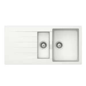 1.5 Bowl Inset White Granite Kitchen Sink with Reversible Drainer - Rangemaster Schock Primus D-150