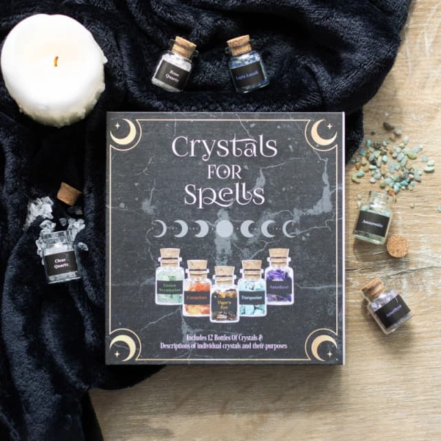 KDMD Crystals for Spells Crystal Chip Bottle Gift Set Black
