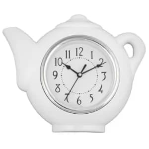 Tearoom Teapot Clock White