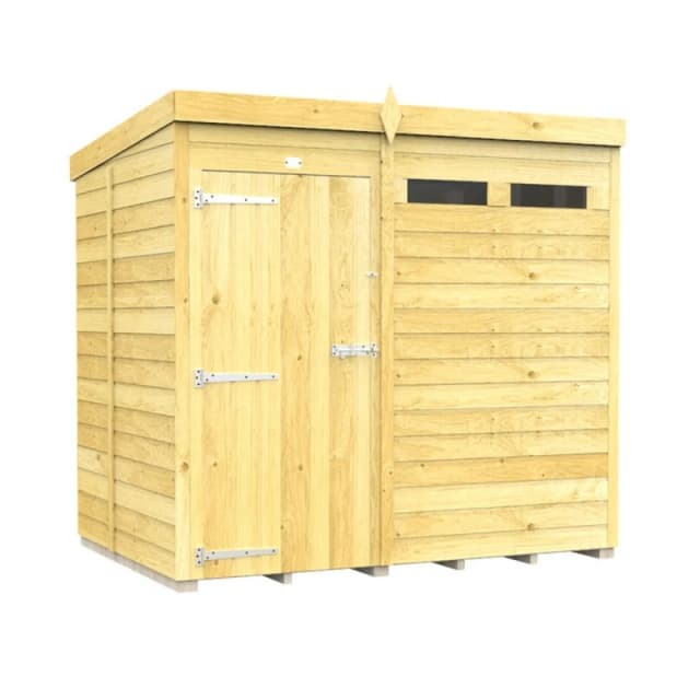 Buttercup Farm 7 x 5 Feet Pent Security Shed - Single Door - L147 x W214 x H201cm in Brown Brown Unisex
