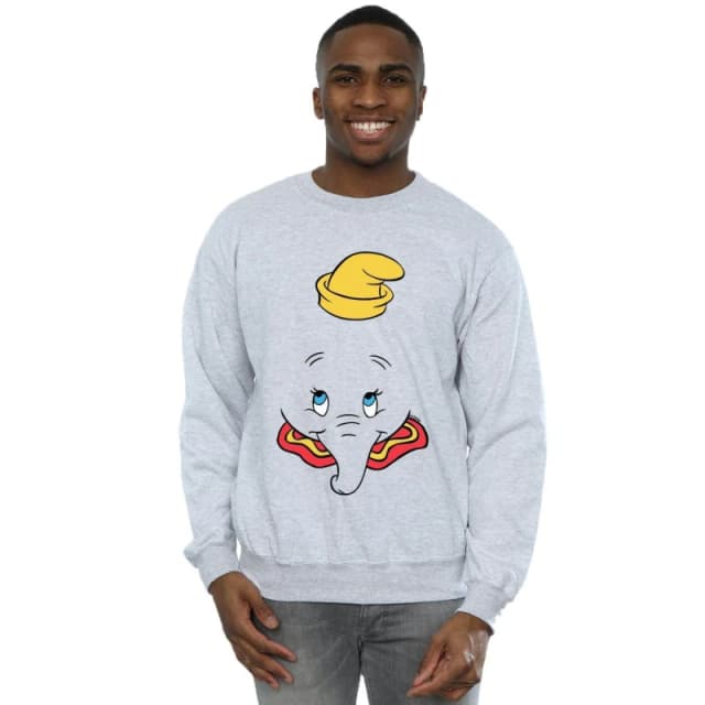 Disney Men Dumbo Face Sweatshirt in Grey Size: Small Grey S Male 5059568051530