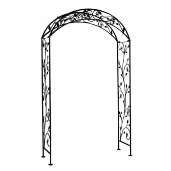 Charles Bentley Garden Wrought Iron Garden Arch Black