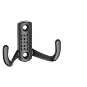 Double Hat Coat Hanger Hook Door Wall Bath Small - Colour Black - Pack of 10