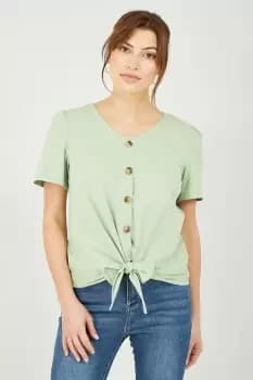 Green Button Tie Jersey T-Shirt