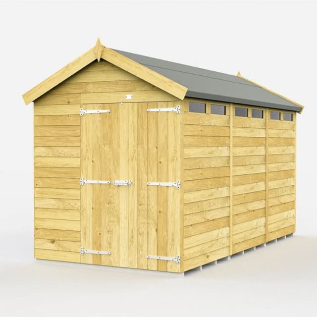 Buttercup Farm 6 x 12 Feet Apex Security Shed - Double Door - L358 x W175 x H217cm in Brown Brown Unisex