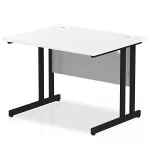 Impulse 1000 x 800mm Straight Desk White Top Black Cantilever Leg