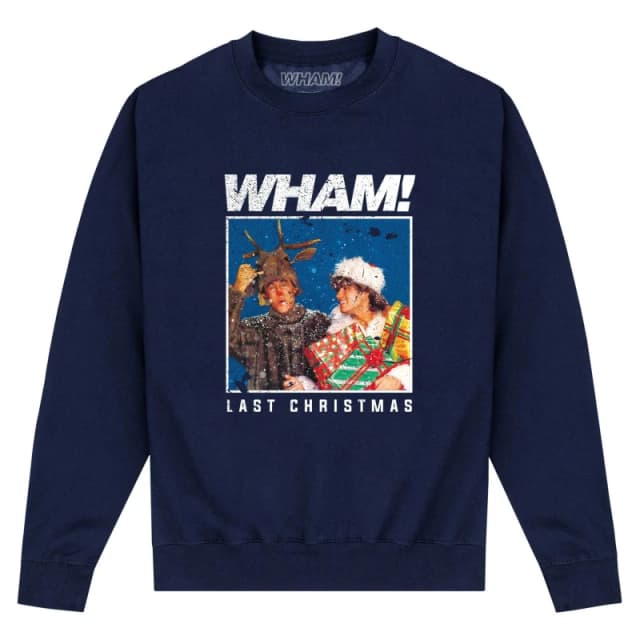 Wham Mens Last Christmas Sweatshirt in Navy Size: Small Navy Male S