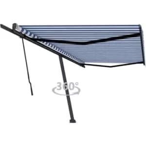 Freestanding Manual Retractable Awning 500x350cm Blue/White Vidaxl Blue