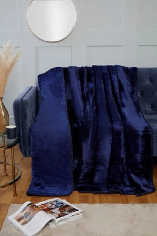 Rapport Home Dyed Mink Faux Fur Polyester Soft Cosy Plain Throw (150X200) Navy