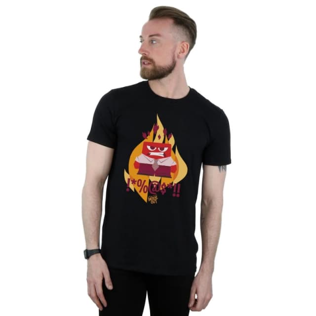 Disney Men Inside Out Fired Up T-Shirt in Black Size: Small Black S Male 5057245577656