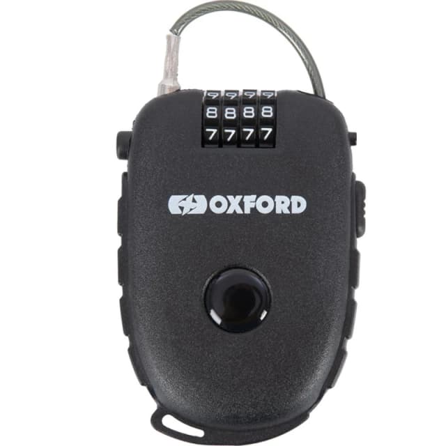 Oxford Retra Cable Motorcycle Helmet Combination Lock 75cm Black