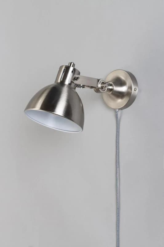 BHS Lighting Daria Plug In Wall Light in Silver Silver Unisex