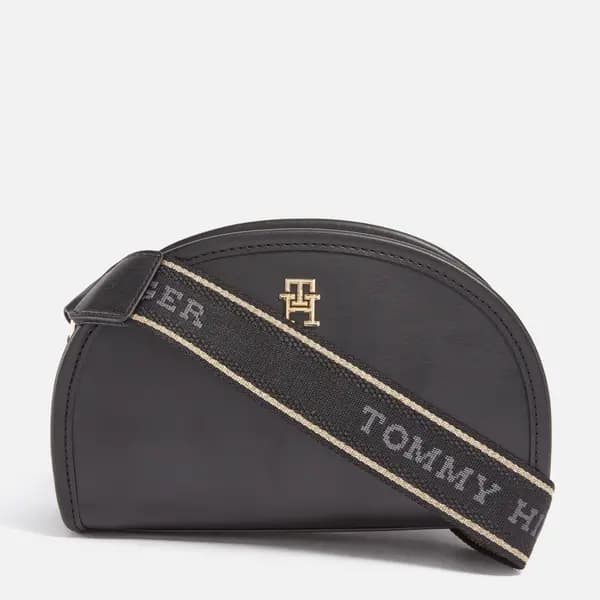 Tommy Hilfiger Womens Monotype Half Moon Camera Bag - Black female AW0AW16774BDS