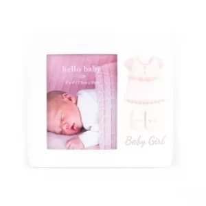Hello Baby Frame Dress & Booties Design 'Baby Girl' 3" x 4"