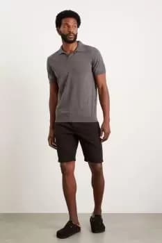 Slim Fit Charcoal Short Sleeve Knitted Polo