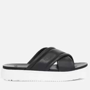 UGG Womens Zayne Crossband Leather Flatform Sandals - Black - UK 3