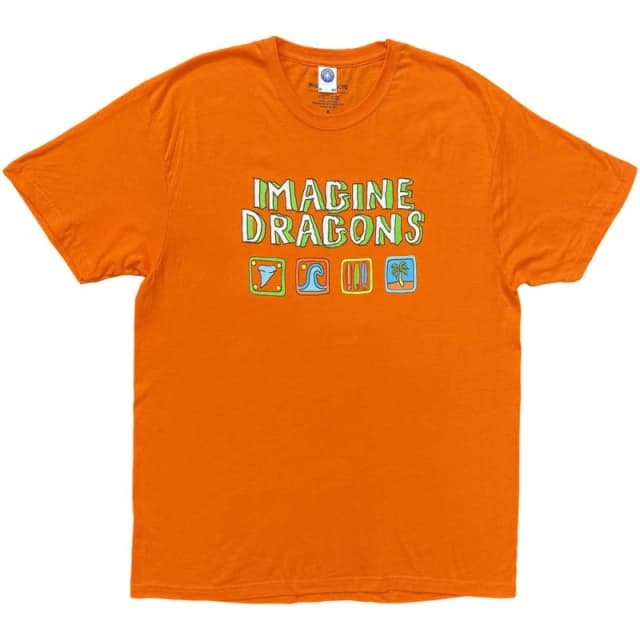 Imagine Dragons Mens Take Me To The Beach Back Print T-Shirt in Orange Size: Medium Orange Male M
