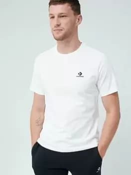 Converse Embroidered Star Chevron Left Chest Short Sleeve Tee - White, Size L, Men